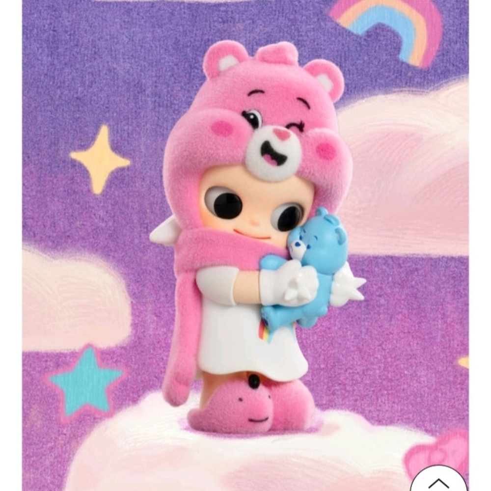 Pink and White Plush Doll with Blue Bear